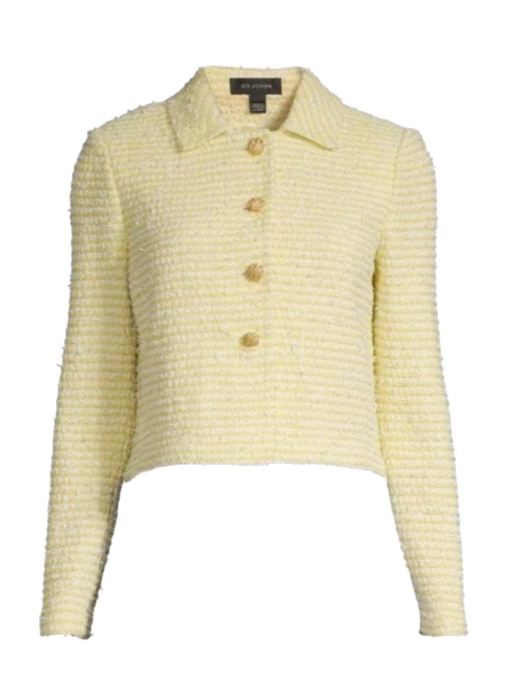 St John Stripped Cropped Jacket In Soft Paper Eyelash - Chamomile Multi